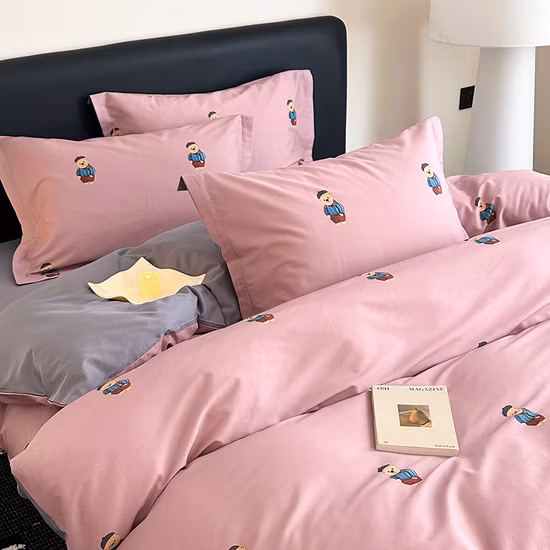 Luxury Print Breathable Soft Baby Suitable Cotton Print Embroidery Bedding