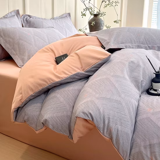 Biancheria da letto ricamata con stampa in cotone morbida e traspirante con stampa di lusso